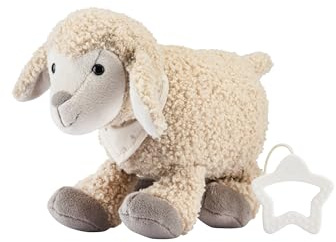 Sterntaler Spieluhr M Schaf Flocke - Baby Spieluhr aus weichem Stoff - Kuscheltier Baby waschbar Dank herausnehmbarer Spieluhr - Einschlafhilfe, wirkt beruhigend zuhause & unterwegs, Sandfarben