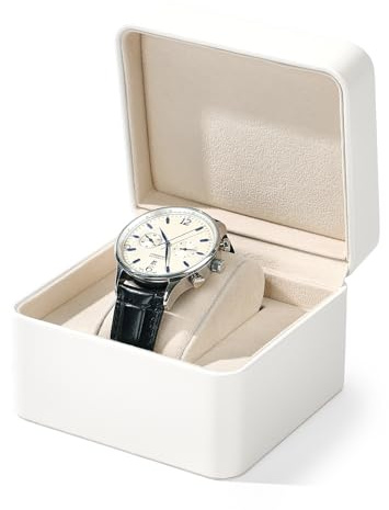 Oirlv PU Leder Uhrenbox Geschenkbox Uhrenaufbewahrung Reisespeicher(Weiß)