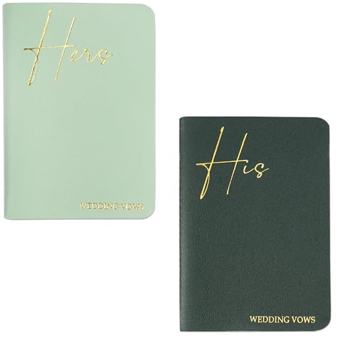 Czzmy 2 Stück Gelübdebücher für Hochzeitsgelübde,Heft für Sie und Ihn, Hochzeitsgeschenk, Goldfolie, 12 Seiten(2-Grün)