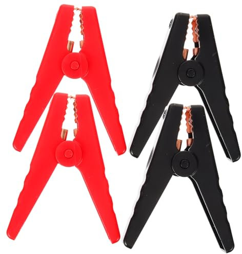 Gatuida 4stücke Teilige Krokodilklemmen Batterie Ladegerät Clips Mit Rutschfester Rille Starthilfe Klemmen Für Auto Notfall Und Diy Zündung Rot Schwarz Kupfer Beschichtet