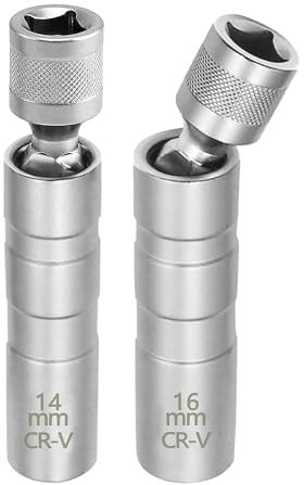 NCZCDZSW Zündkerzenschlüssel 14mm und 16mm 2 Stück Universal Flexibel Zündkerzenschlüssel 3/8 Zoll Magnetisch Zündkerzen Nuss Zündkerzen Entferner Installationswerkzeug für Auto Motorrad Reparatur