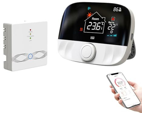 Termostato Intelligente WiFi Senza Fili - Programmabile per Caldaia a Gas, a Risparmio Energetico, Wireless Compatibile con Alexa, Google
