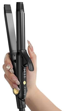 Farery Mini Hair Straightener, 25MM Mini Curling Iron Travel Size with 4 Adjustable Temp, Ceramic Hair Curler with Keratin & Argan Oil Infuse, 2 in 1 Mini Straightener for Short Hair, Dual Voltage