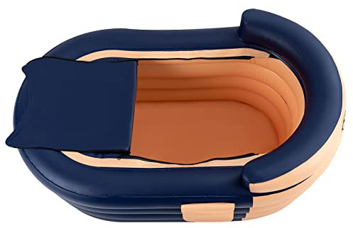 Home Spa Soaking Tub Inflatable Soaking Bathtub for Adult Free Standing Soaking Barrel for Hot Water Bath & Ice Bath 84 * 140 * 74cm (Orange)