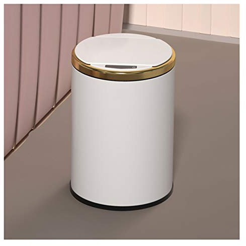 QUSYZD Poubelle Intelligente Simple, Poubelle Automatique Rechargeable sans Contact pour Salle de Bain et Cuisine, 3 Couleurs, Blanche, 6 L,White-6L