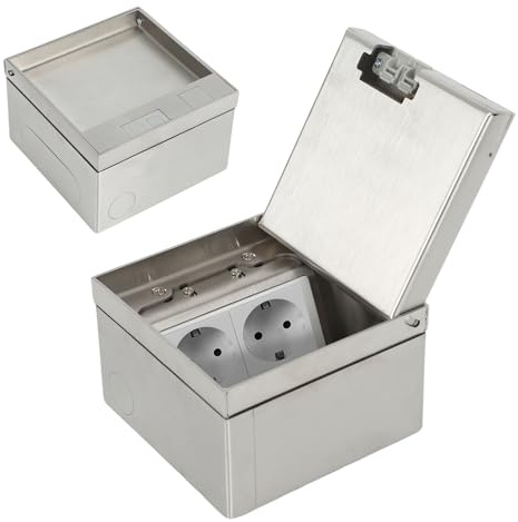 Presa da incasso invisibile a pavimento, presa incassata in acciaio inossidabile, scatola di prese da incasso a pavimento, prese da incasso, standard europeo, prese a pavimento per prese elettriche (2