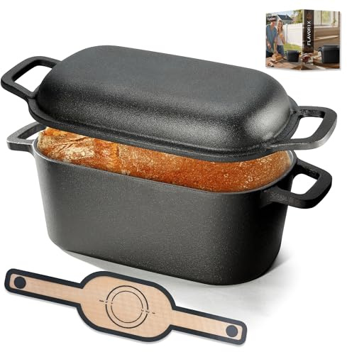 Oval Dutch Oven for Bread Baking, Pre-seasoned Bread Oven for Sourdough, Even Heat Distribution Sourdough Baking Pan, 3.6Qt