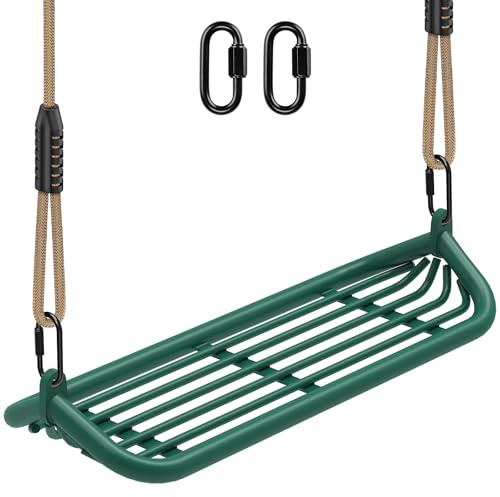 SELEWARE Schaukel Outdoor Kinder Schaukelsitz - Indoor Erwachsene Schaukelbrett Höhenverstellbar und 2 Karabinerhaken Garten Kinderschaukel rutschfest Grün Gartenschaukel