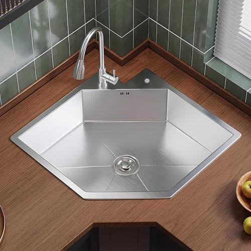 Fregadero Cocina Esquinero Multifuncional, Fregadero de Bar Esquinero de Una Cubeta con Desagüe, for Lavar Platos y Verduras