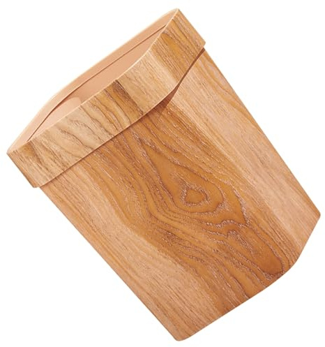MUSISALY Papelera de Plástico Imitación Madera Cubo Basura Compacto para Dormitorio y Baño Diseño Simple y Funcional para Oficina y Hogar
