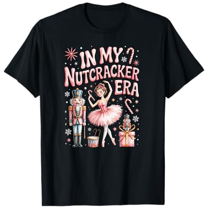 Retro Nutcracker Ballet Pink Christmas Xmas Vibes Women Kids T-Shirt