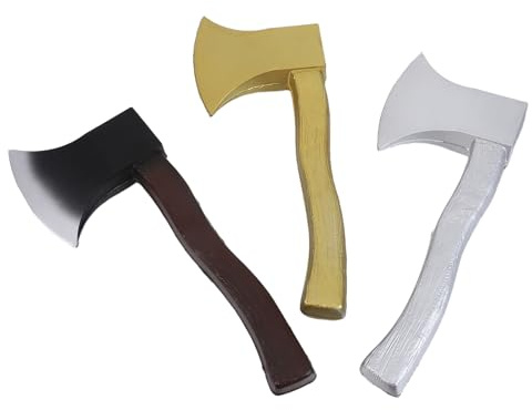 ibasenice Set da 3 Asce Giocattolo per in PU Leggero Asce Finte per Halloween Impugnatura Comoda Accessori Realistici per Costumi da Boscaiolo Festa a Tema Vichingo e Pirata Oggetti di