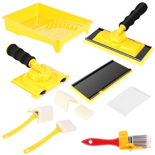 Paint Pad Set, 11Pcs Professional Paint Pad with Replacement Pad and 2Tray | Paint Edger, Durable Edger Painting Tool, Corner Paint Pad, Corner Detail Applicators for Walls and Ceilings
