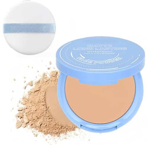 Oil Control Pressed Powder, Pore-Blurring Lightweight Foundation, Translucent Matte Setting Powder for Mature Skin, Waterproof & Long-Lasting, Beige Face Setting Powder Compact (#02 NATURA)