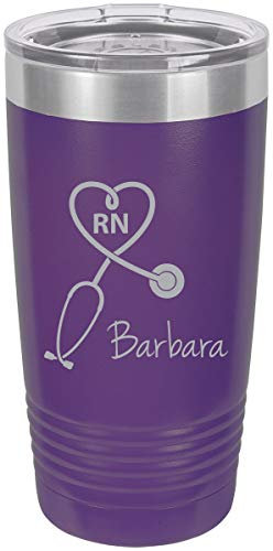 Stéthoscope Infirmière agréée Personnalisable Ajouter votre texte personnalisé Gobelet isotherme 50,8 ml violet