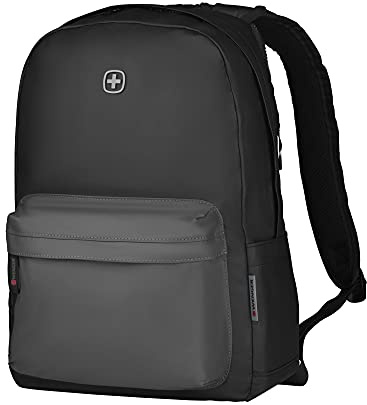 WENGER 606968 PHOTON Beschichteter 14-Zoll-Laptop-Rucksack mit gepolstertem Laptop-Fach und separatem 10-Zoll-Tablet-Fach, Schwarz (18 Liter)