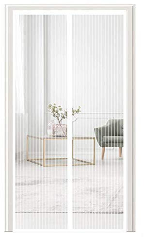 AMZERO Zanzariera Magnetica Finestra, 150x240cm Zanzariere a Rullo Rete di Ottima qualità Chiudi Automaticamente per Porte d'IngressoPorte Cortili, Bianco A