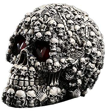 VOANZO Halloween LED skalle ljus nattlampa skalle prydnad med LED-ljus ögon skrivbord för barbord cool födelsedag överraskning gotisk festdekoration (exklusive batteri)