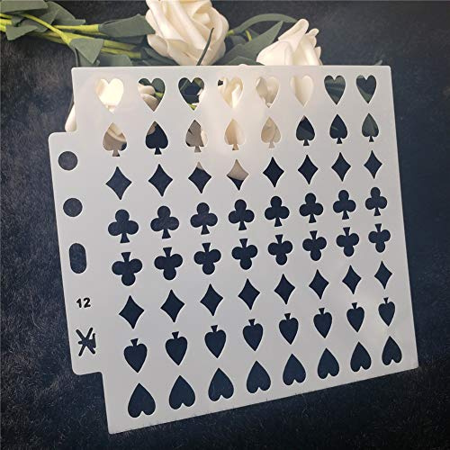 Pokerkarte DIY Aushöhlen Design PET Kunststoff Schablone | Textilgestaltung, Wandgestaltung, Fenster, Papier, Scrapbooking, 13x14cm/5.12x5.51in