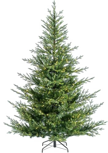 WeRChristmas 7ft Pre-Lit Douglas Fir Christmas Tree | 4275 Mixed PE & PVC Tips, 700 Warm White Micro LEDs, Copper Wire, 8 Modes, Metal Stand, 2.1m Tree