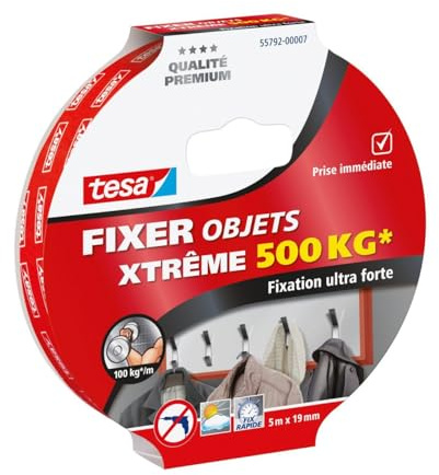 Cinta adhesiva de doble cara ultrafuerte, 5 m x 19 mm, 500 kg