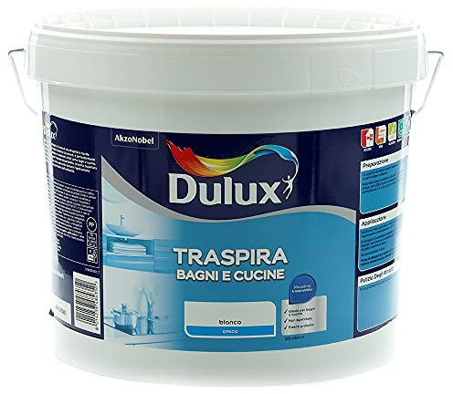 Dulux Pittura per Interni Traspirante per Forte Umidità e Vapore, Buon Profumo, Ottimo per Cucina e Bagno, 10 Litri, Bianco, 10L