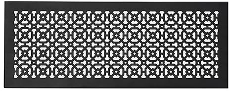Achtek 8x24 Duct (10x26 Overall Size) Solid Cast Aluminum HVAC Air Return Grill Vent Cover | Powder Coated | for Floor-Black Without Screw Holes