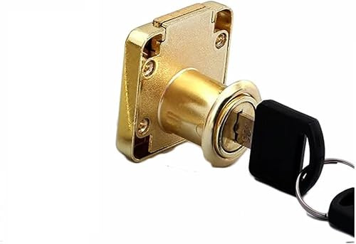 2 Pcs Zinc Alloy Cam Locks, Gold Square Furniture Cabinet Drawer Cupboard Door Security Lock with 4 Keys, 40x39mm