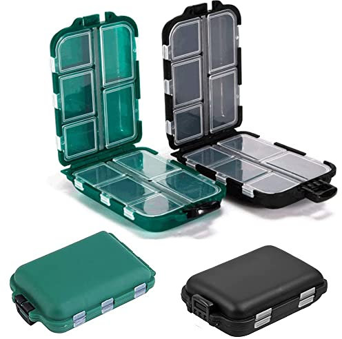 Wuzdy 2 Stück Wasserdichte Köderbox, Wasserdicht Angelkasten, Angelbox Köderbehälter, Kleine Box Angelköder, Zum Angeln, Im Freien