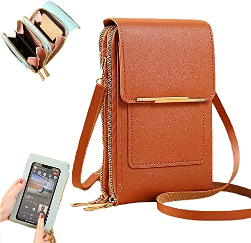 NSRA Anti-Theft Leather Cellphone Purse, Touch Screen PU Leather Crossbody Bag (G)