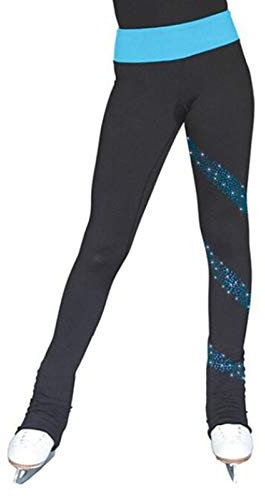 NISMIA Frauen Eiskunstlauf Crystal Frauen Mädchen Rollkunstlauf Leggings, Damen Thermal Schlittschuh-Training Hose Eiskunstlauf Bekleidung mit Glitzer-Kristallen (Color : A, Size : 140cm)