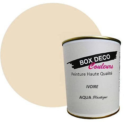 BOX DECO COULEURS Pintura mueble plástico a base de laca acrílica con aspecto satinado Aqua Plástico - 750 ml, Beige Marfil