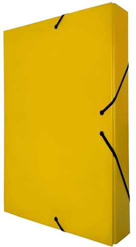 Raylu Paper – Carpeta de Proyectos Mate de tamaño A4 con lomo de 5 cm, carpeta de cartón resistente y cierre con gomas para proyectos escolares u oficina, Archivador tamaño 34 x 24 cm (Amarillo)