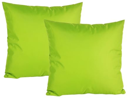 JACK 2X 50x50cm Outdoor Lounge Kissen Dekokissen inkl. XXL-Füllung Wasserabweisend Sitzkissen Garten Stuhl Lotus Effekt, Farbe:Grün