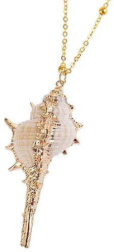 CUSIOALQQ Naturlig snäckskal kammussla hänge kraghalsband havsstil cool strand sommartid smycken mode nyckelbenskedja boho handgjorda läckra guldsmycken för kvinnor flickor, Zink