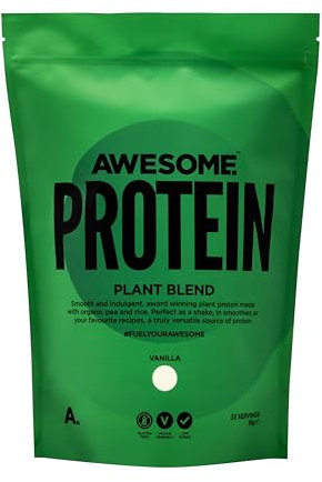 Awesome Supplements – Vegan Protein Powder – Organic 1KG – High Protein Plant-Based Powder – 21,6 g Protein Per Serving – Low Calorie, Low Sugar – Pea Protein, Organic Protein (1 KG, Vanilla)