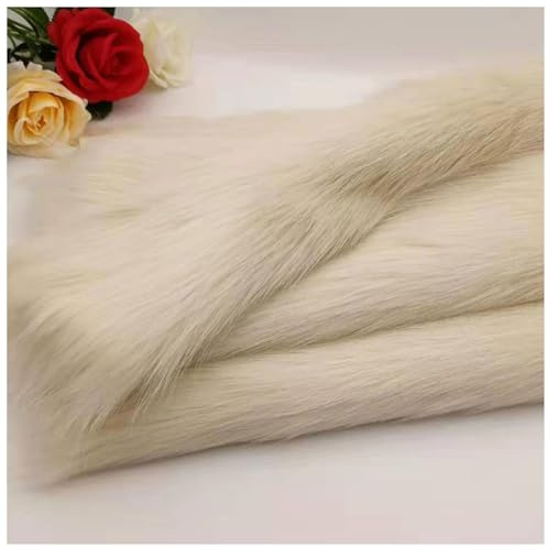 NIANTONG Zotteliger Kunstfell-Stoff Langhaar Fellimitat Stoffe 1,7x0,5m Furry Pelzimitat Stoffe Zottel-Patch Plüsch-Patch Für Die Fotografie Crafts & Apparel(Size:1.7x0.5m/66.9x19.6in,Color:beige)