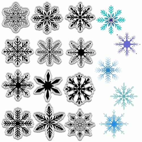 craspire Schneeflocken Silikonstempel Weihnachten Winter Neujahr Weihnachtsthema Klare Stempel Dekorativer Wiederverwendbarer PVC Hintergrund Poststempel Gummistempel Für Tagebücher Karten Fotos