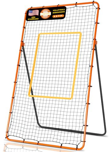 Volleyball Rebounder Net 7x4 ft, Training Equipment with Angle Customization for Practicing Volleying, Bumping, Spiking Training, Portable Travel Bag
