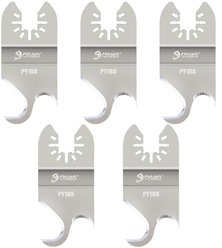 PAYA PY188 Push-Pull Hook Oscillating Saw Blades, Universal Stainless Steel Multi-Cutter Blades for Cutting Asphalt Shingles, Felt, Carpet, Rubber, PVC & Artificial Grass, 5 Pack
