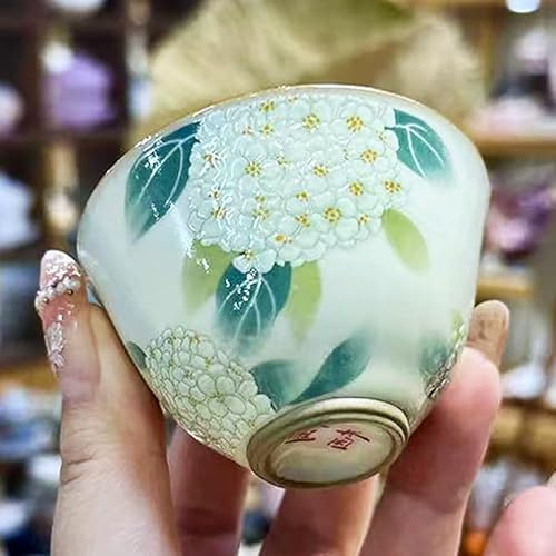 Klassische Teetassen-Serie: Handgefertigte Keramik-Teetasse, Heimmeister-Kupplung, großes Kung-Fu-Teeset, Einzeltasse, Teeschale, Tasse (Yeroll Anti-Maus-Tasse (Hortensien))