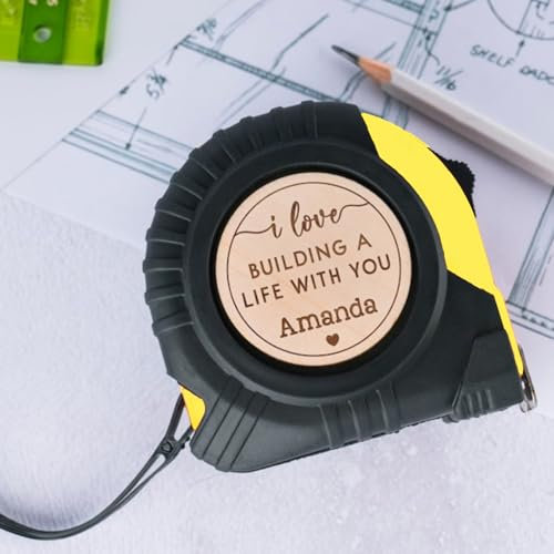 Mètre ruban personnalisé, cadeau pour lui, anniversaire, Saint-Valentin pour mari, outils de Saint-Valentin pour homme, Noël (jaune)