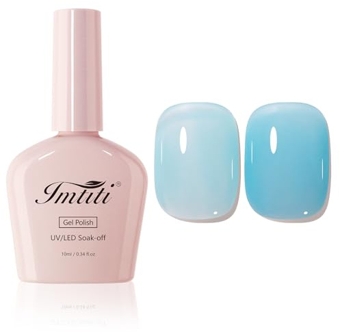 Imtiti Jelly Blau Gel Nagellack, Sheer Jelly Blue UV Nagellack,Transluzent UV/LED Soak Off Gel-Lack für DIY Nail Art Maniküre und Pediküre zu Hause (10ml-975)