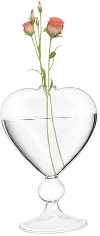 BESPORTBLE Heart Vase Book Shaped Flower Glass Clear Vases for Flowers Creative Hydroponic Transparent Unique Modern Water Planting Table Shelf Decor Or Housewarming Festival