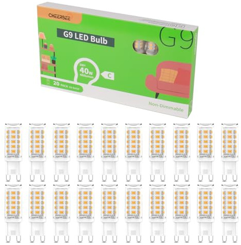 CHEERBEE 20er Set G9 LED Warmweiß 3W, ersetzt 40W Halogen Glühbirne, 2700K 480LM G9 LED Leuchtmittel, G9 Glühbirne energiesparend flimmerfrei, Nich Dimmbar für Hausbeleuchtung.