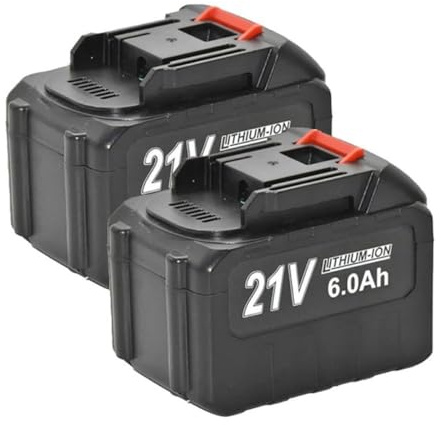 Batería Recargable Li-Ion 21V 6000mAh, Compatible con Makita, Taladro inalámbrico/Llave sin escobillas/Atornillador/Sierra Circular(2pcs)