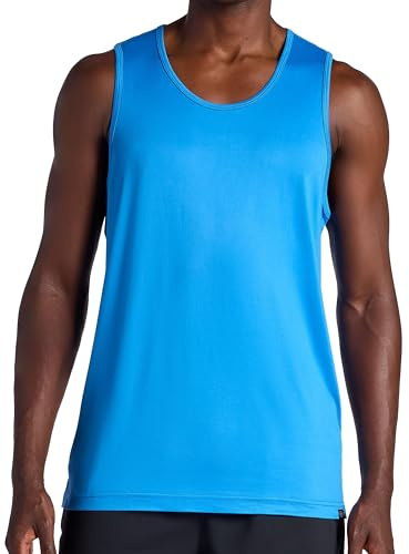Gaiam Men’s Everyday Basic Tank Top, Standard Fit, Stretch Midweight Jersey Material, Campanula, Medium
