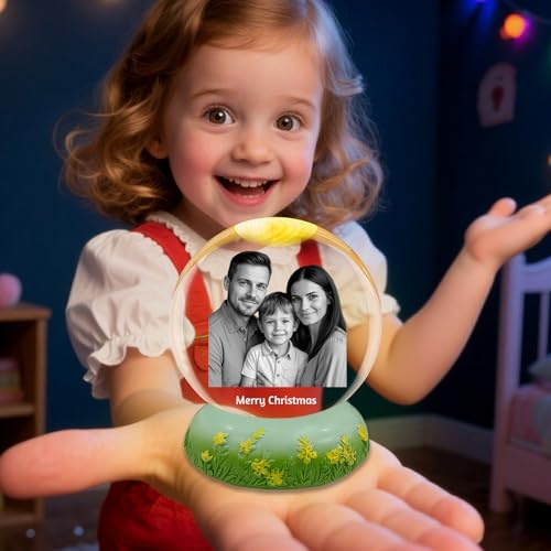 Personalisierte 3D Foto Kristallkugel Anpassbar Bild Text Personalisiert Gravur Ultraschall-Fotos-Kristallkugel Geschenk zur Weihnachten Muttertag Jahrestag (Kristall-Fotokugel)