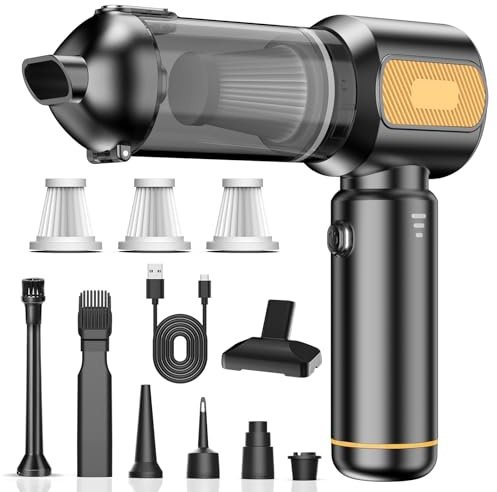 Aspirabriciole Senza Fili, 21000Pa Aspirapolvere Auto Potente 4 in 1 con Scarico Polvere Automatico a un Tocco, Motore Brushless Aspiratore Portatile, Aspirapolvere Ricaricabile per Auto Ufficio Casa