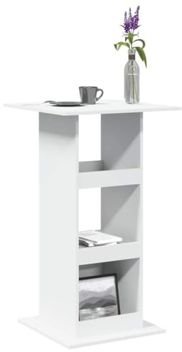 Fangmaliuyun Bartisch Weiß 60x60x102 cm, Standregal mit 3 Ablagen, Holzwerkstoff Robust & Modern, Kompakter Bistrotisch für Küche Esszimmer Wohnzimmer Balkon